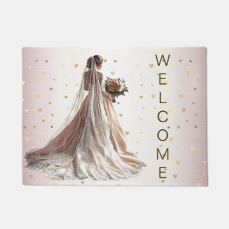 Rose Winter Wedding Bride Golden Shiny Party Fußmatte