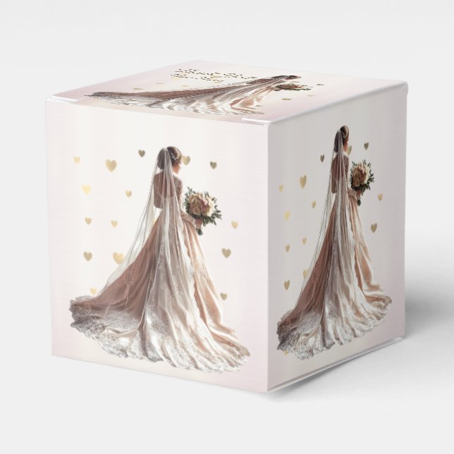 Rose Winter Wedding Bride Golden Shiny Party Geschenkschachtel (Vorderseite)