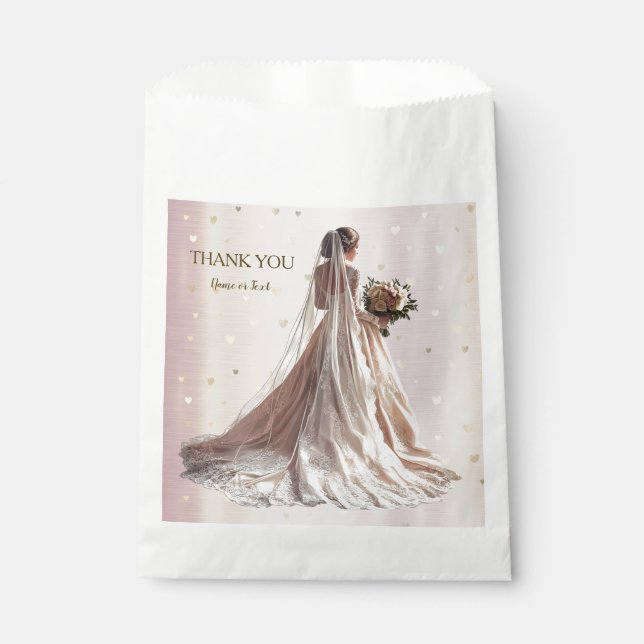 Rose Winter Wedding Bride Golden Shiny Party Geschenktütchen (Vorderseite)