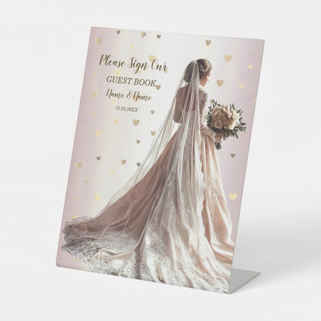 Rose Winter Wedding Bride Golden Shiny Party Sockelschild (Vorderseite)