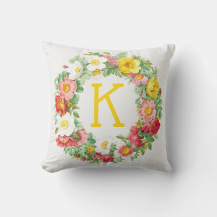 Rose Wreath Monogramm Kissen