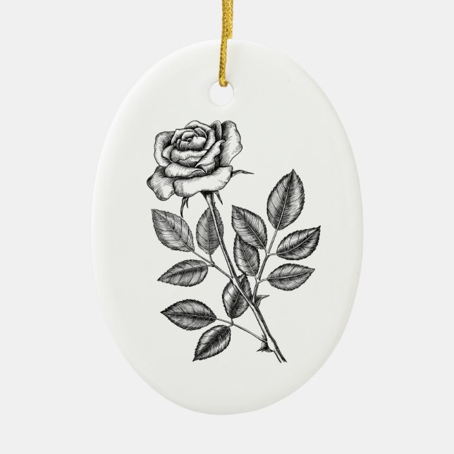 ROSE ZEICHN 2 KERAMIK ORNAMENT (Vorne)