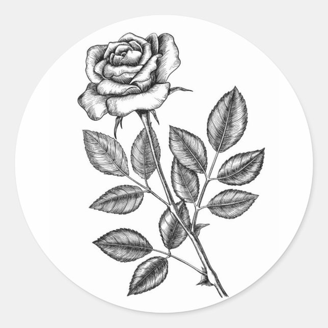 ROSE ZEICHN 2 RUNDER AUFKLEBER (Vorderseite)