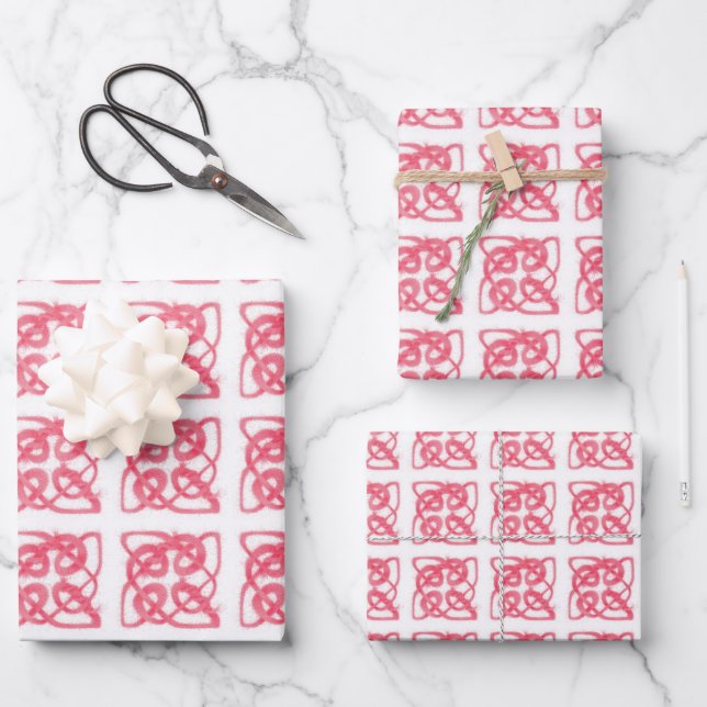ROSE ZELLTIC KNOT Flat Sheet Wrapping Paper Geschenkpapier Set (Vorderseite)
