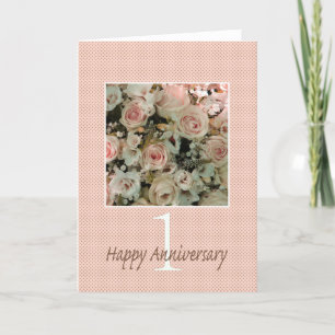 Rose zum 1. Jubiläum Karte