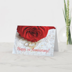 Rose zum 1. Jubiläum Karte