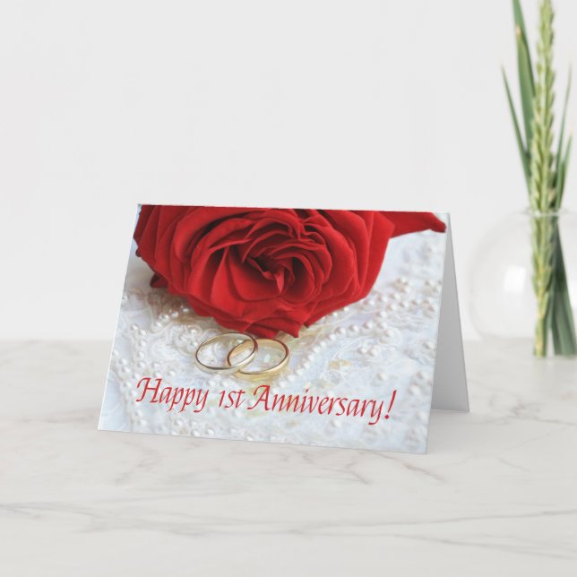 Rose zum 1. Jubiläum Karte (Vorderseite)