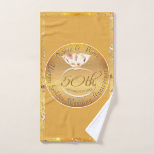 Rose zum 50. Hochzeitstag Edelstein Badhandtuch Set