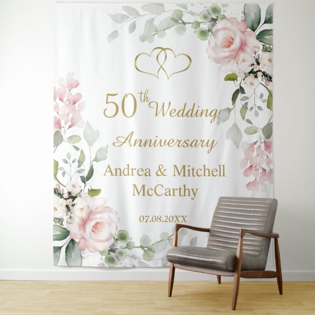 Rose zum 50. Hochzeitstag Wandteppich (Beispiel)