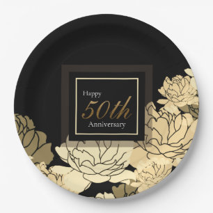 Rose zum 50. Jubiläum: Gold, Bräune und Gelb Pappteller