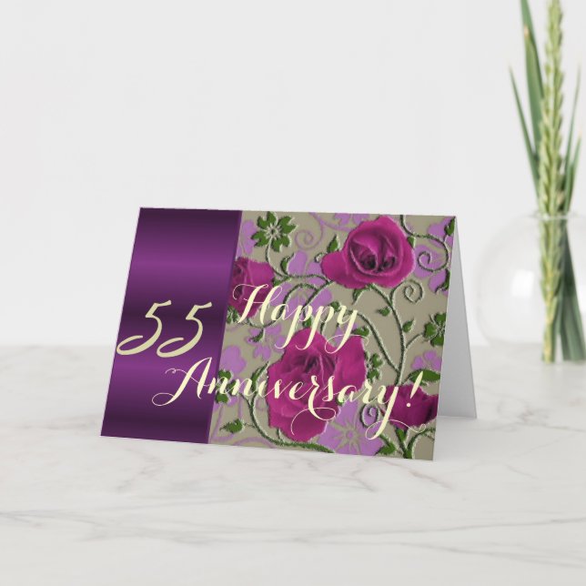 Rose zum 55. Hochzeitstag Karte (Vorderseite)