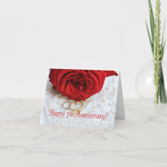 Rose zum 7. Jahrestag Karte (Vorderseite)