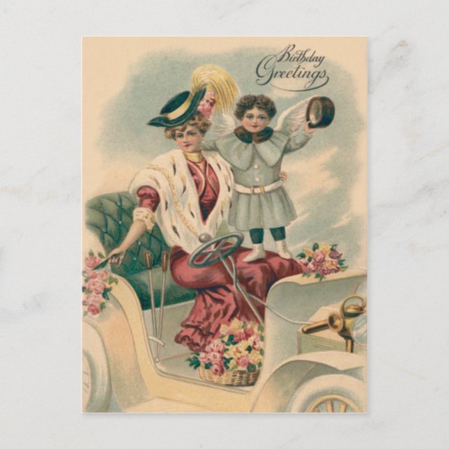 Rose zum Angel von weiblichen Autos Postkarte (Vorderseite)