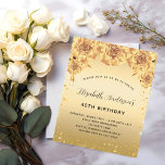 Rose zum Geburtstag<br><div class="desc">Eine moderne, stilvolle und glamouröse Einladung für eine 40. Geburtstagsparty - Ein Imitat goldener Hintergrund mit Imitaten goldenen Glitzer Staub, Rose, Blumen. Der Name ist mit einem modernen handgeschriebenen Stilskript geschrieben. Personalisieren Sie Ihre Party-Daten und fügen Sie sie hinzu.</div>