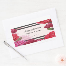 Rose zum Hochzeitstag, Streifen, Individuelle Name Rechteckiger Aufkleber