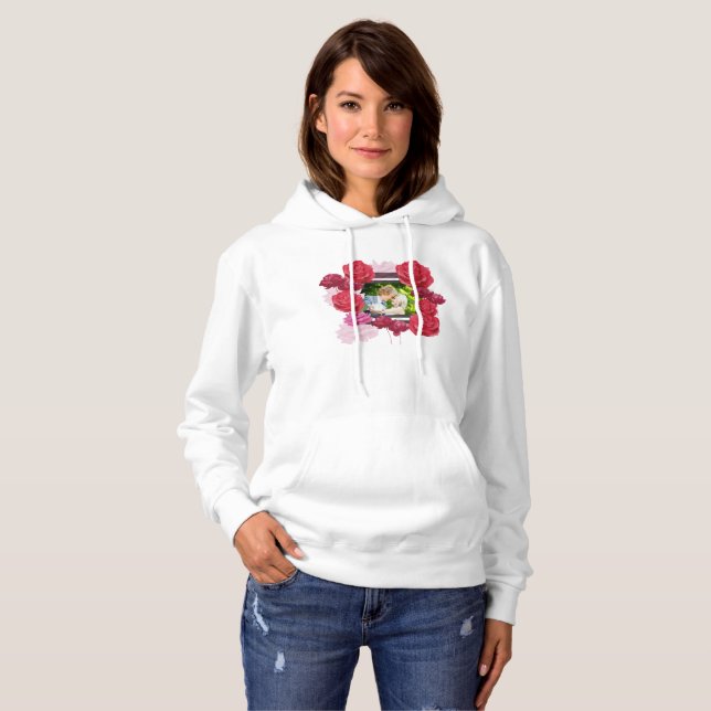 Rose zum Hochzeitstag, Streifen, kundenspezifische Hoodie (Vorne ganz)