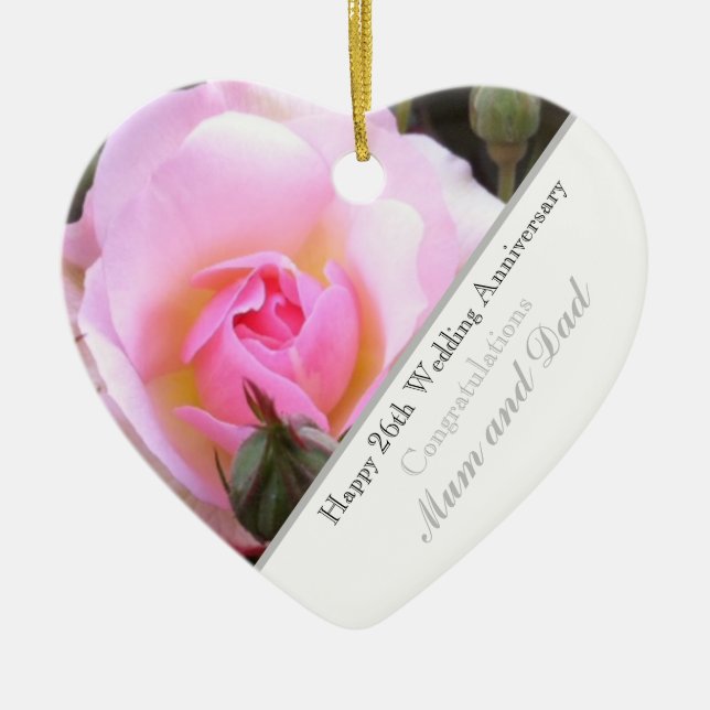 Rose zum sechzigsten Hochzeitstag Keramik Ornament (Vorne)