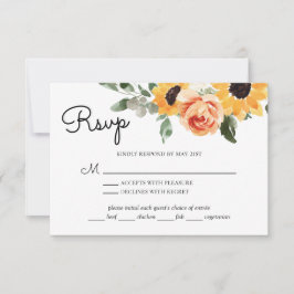 Rose zum Sonnenblumenfall mit kulinarischer Auswah RSVP Karte