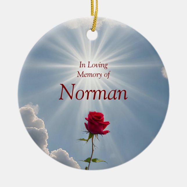 Rose zum Weihnachtsdenkmal-Individuelle Name Keramik Ornament (Vorne)