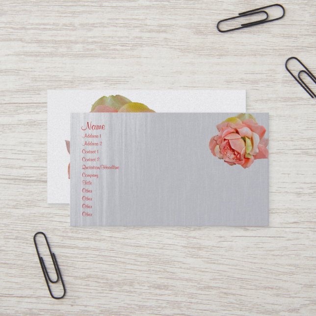 Rose zur Koordinierung von Elementen Visitenkarte (Vorderseite/Rückseite Beispiel)