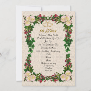 Rose zur Party Einladung des 60. Jahrestages