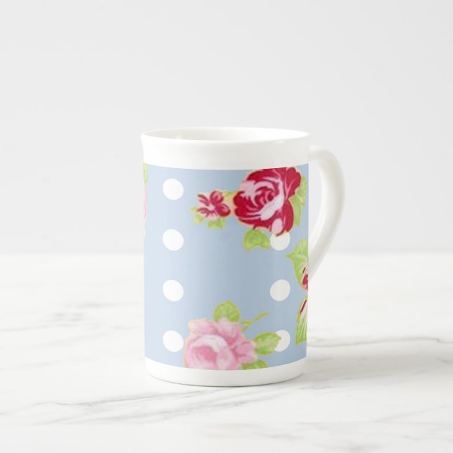Rose zur Tasse der Blauen Knochen-China (Vorderseite Rechts)