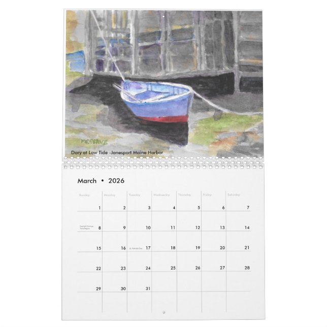 Roseann Meserve Maine Wasserfarbkalender Kalender (Mär 2026)