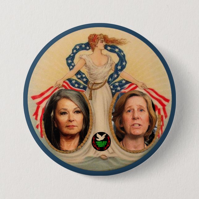 Roseanne Barr/Cindy Sheehan 2012 Button (Vorderseite)