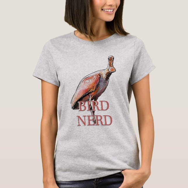 Roseate Spoonbill Bird Nerd T-Shirt (Vorderseite)