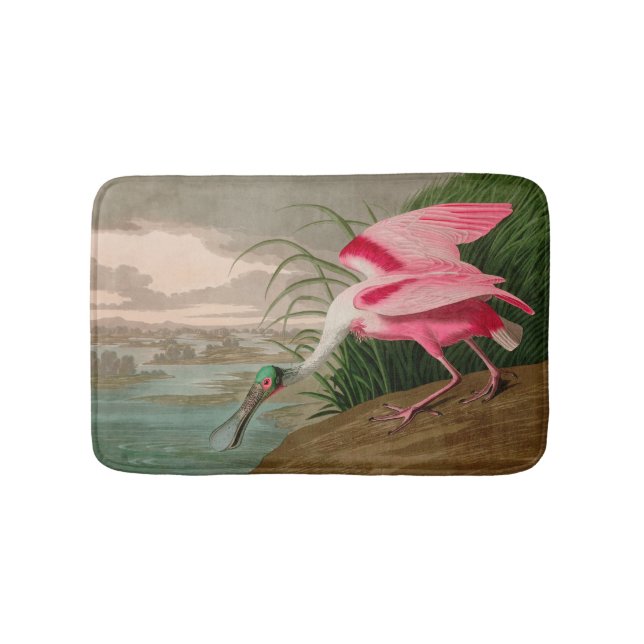 Roseate Spoonbill Birds of America Audubon Print Badematte (Vorderseite)