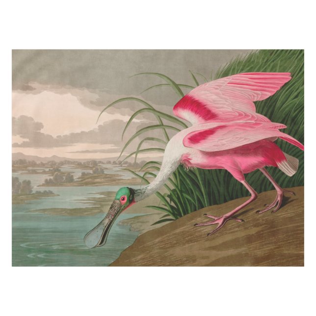 Roseate Spoonbill Birds of America Audubon Print Tischdecke (Vorderseite (Horizontal))