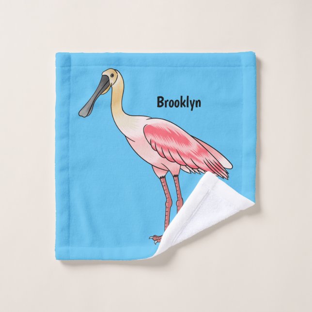 Roseate-Spoonbill-Cartoon Badhandtuch Set (Waschlappen)