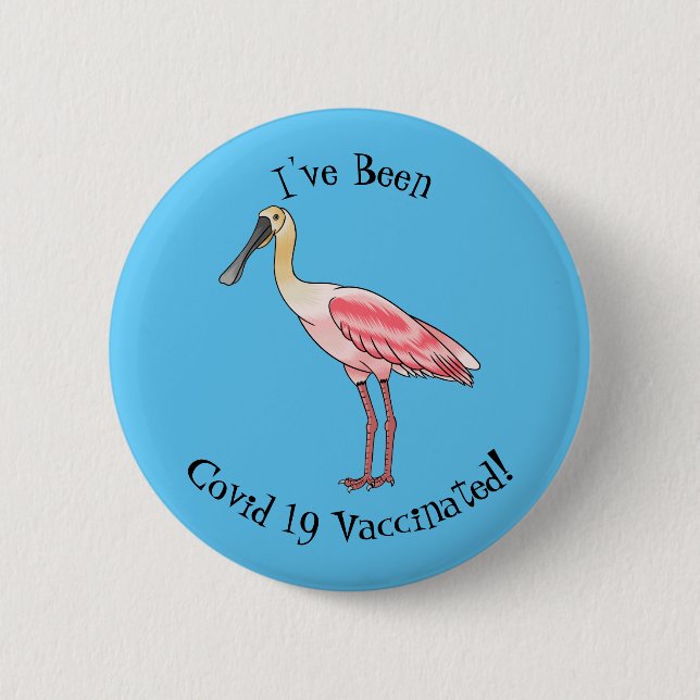 Roseate-Spoonbill-Cartoon Button (Vorderseite)