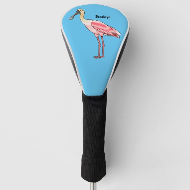 Roseate-Spoonbill-Cartoon Golf Headcover (Vorderseite)