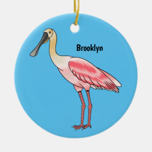 Roseate-Spoonbill-Cartoon Keramik Ornament