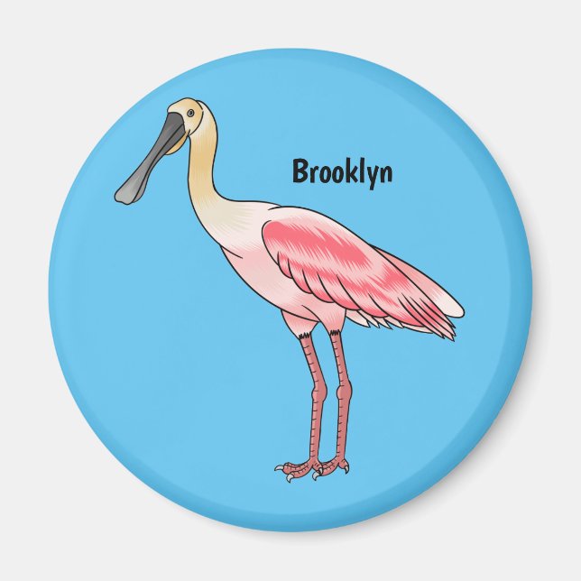 Roseate-Spoonbill-Cartoon Magnet (Vorne)