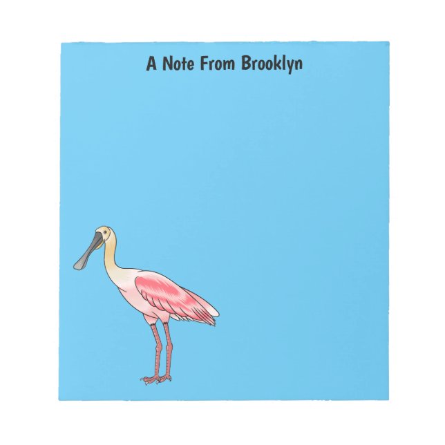Roseate-Spoonbill-Cartoon Notizblock (Vorderseite)