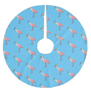 Roseate-Spoonbill-Cartoon Polyester Weihnachtsbaumdecke