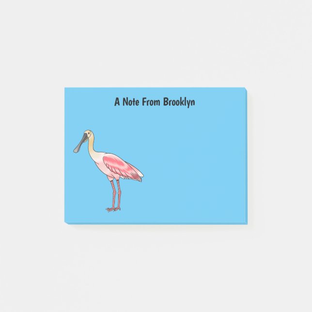 Roseate-Spoonbill-Cartoon Post-it Klebezettel (Vorderseite)