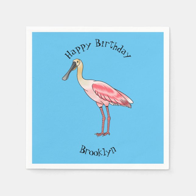 Roseate-Spoonbill-Cartoon Serviette (Vorderseite)