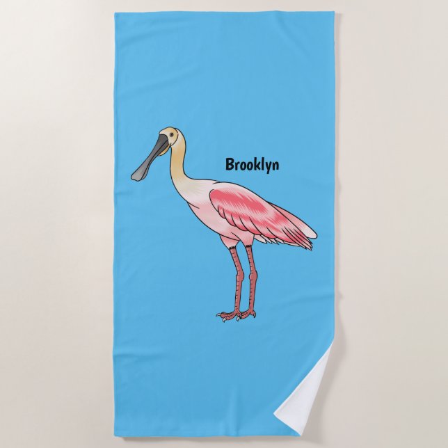 Roseate-Spoonbill-Cartoon Strandtuch (Vorderseite)
