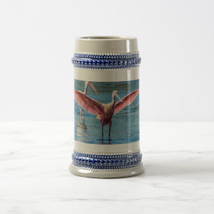 Roseate Spoonbill Gray/Blue 22 oz Stein Bierglas