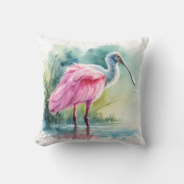 Roseate Spoonbill Watercolor REF97 - Watercolor Kissen