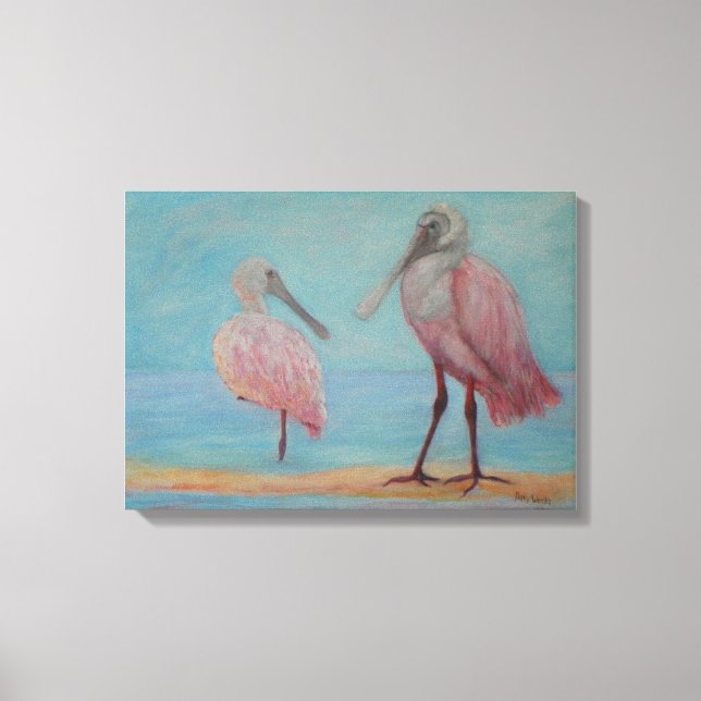 ROSEATE SPOONBILLS IN FLORIDA Canvas Print Leinwanddruck (Vorderseite)