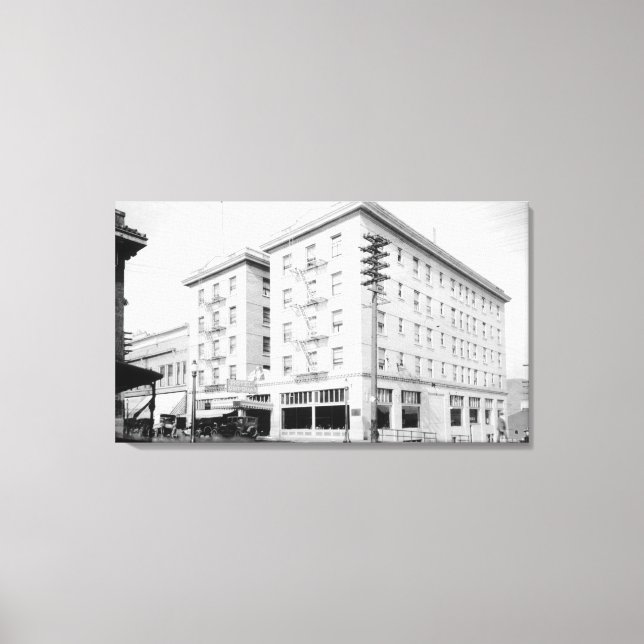 Roseburg, oder Stadtansicht und Umpqua Hotel Leinwanddruck (Vorderseite)