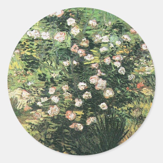 Rosebush in Blossom von Vincent van Gogh Runder Aufkleber (Vorderseite)