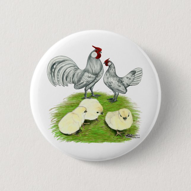 Rosecomb Bantams and Chicks Button (Vorderseite)