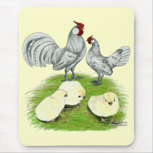 Rosecomb Bantams and Chicks Mousepad