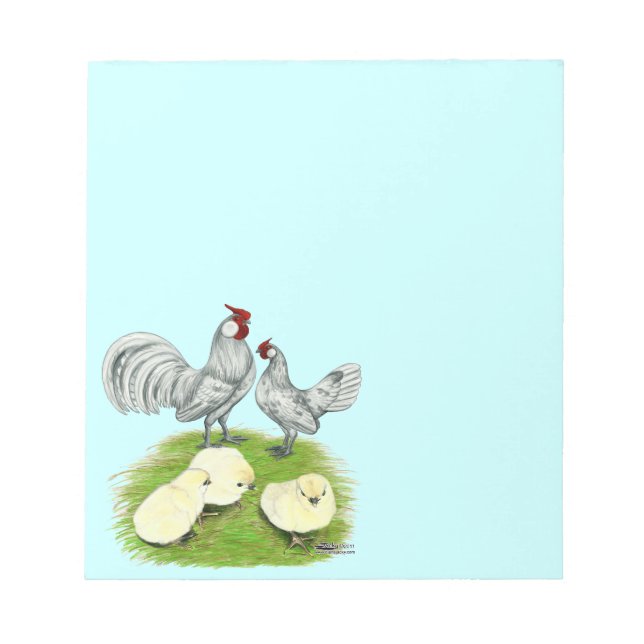 Rosecomb Bantams and Chicks Notizblock (Vorderseite)