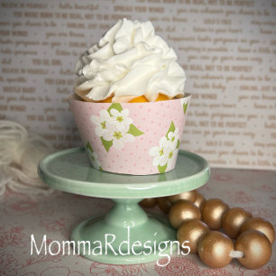 Rosée avec fleur emballage de cupcake, emballage d